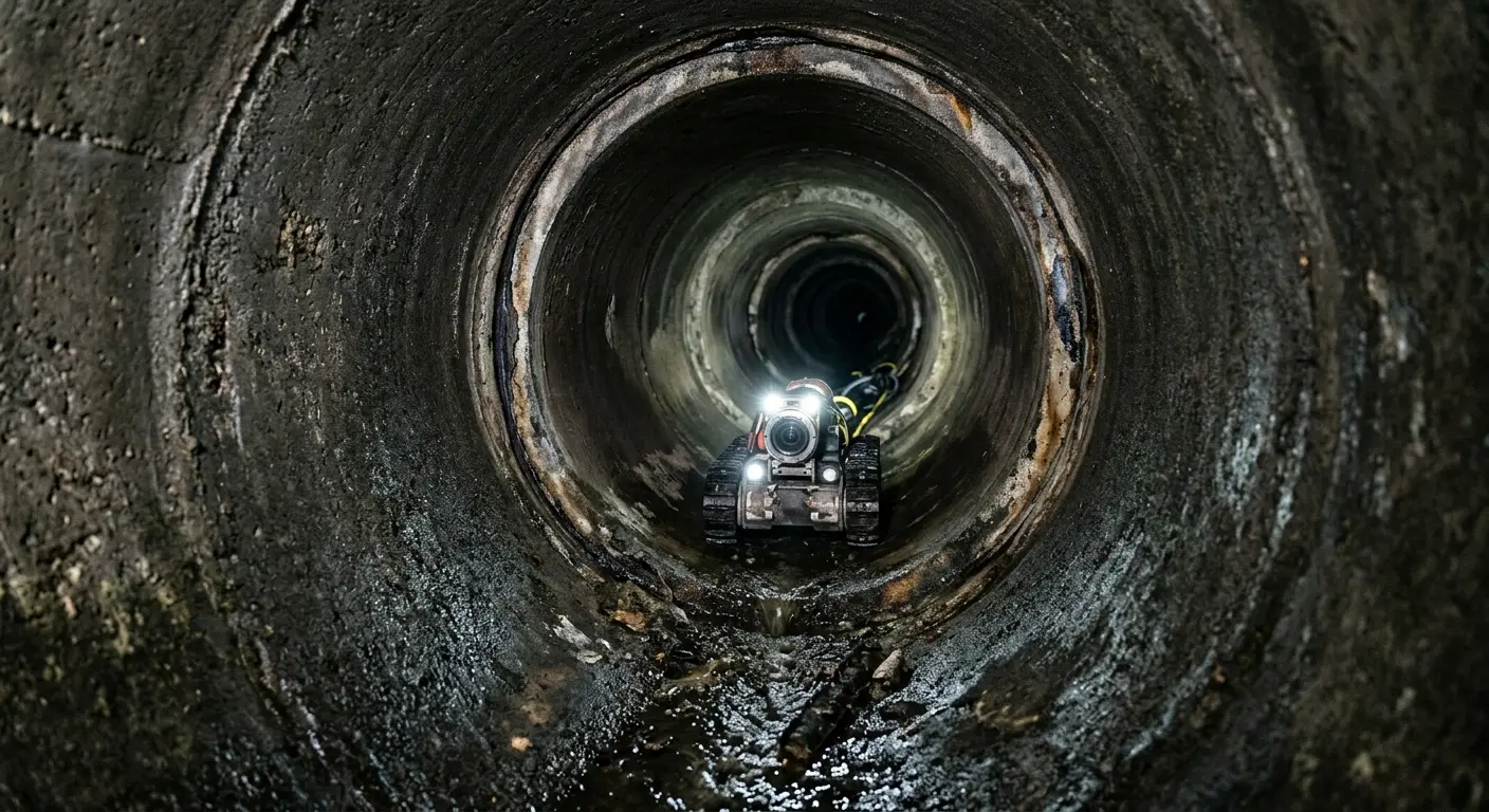 Robotic sewer camera inspecting pipe interior for Sewer Line Cleaning in South Gate